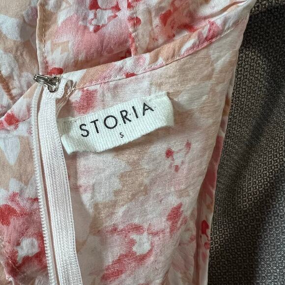 Storia Boutique Pink Coral Floral Ruffle Mini Dress Small Spring Summer Vacation - Picture 6 of 8